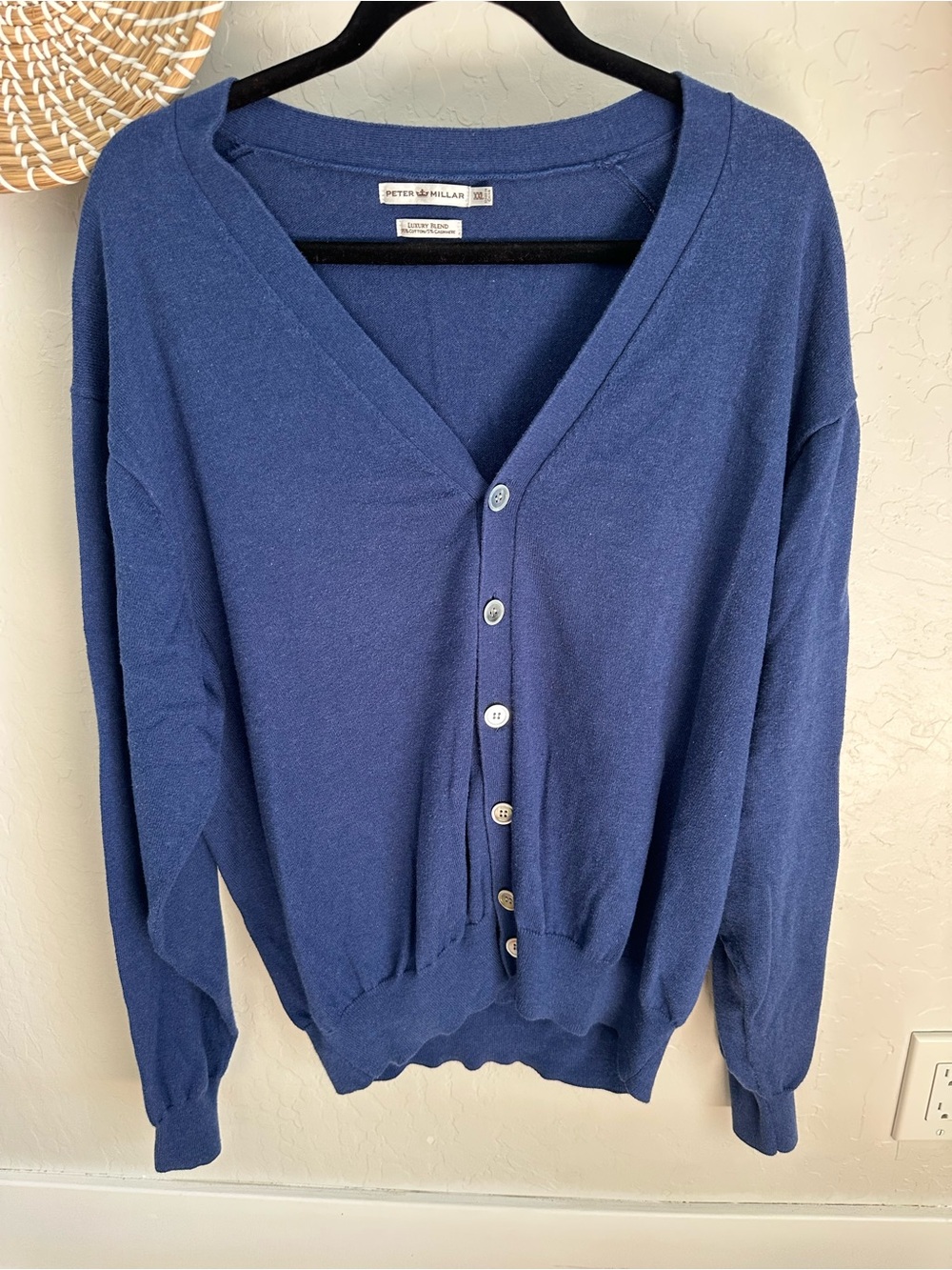 Peter Millar Men’s Cashmere Blend V-Neck Cardigan Sweater. Size XXL